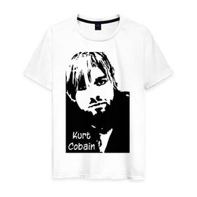 Мужская футболка хлопок с принтом Курт Кобейн в Петрозаводске, 100% хлопок | прямой крой, круглый вырез горловины, длина до линии бедер, слегка спущенное плечо. | kurt cobain | nirvana | курт кобейн | нирвана