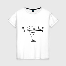 Женская футболка хлопок с принтом Peak в Петрозаводске, 100% хлопок | прямой крой, круглый вырез горловины, длина до линии бедер, слегка спущенное плечо | peak | басы | громкость | звуки | пик | прибор
