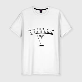 Мужская футболка премиум с принтом Peak в Петрозаводске, 92% хлопок, 8% лайкра | приталенный силуэт, круглый вырез ворота, длина до линии бедра, короткий рукав | peak | басы | громкость | звуки | пик | прибор