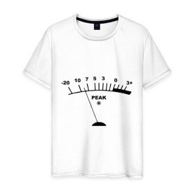 Мужская футболка хлопок с принтом Peak в Петрозаводске, 100% хлопок | прямой крой, круглый вырез горловины, длина до линии бедер, слегка спущенное плечо. | peak | басы | громкость | звуки | пик | прибор