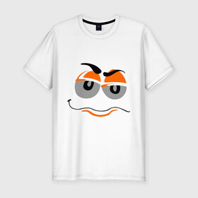 Мужская футболка премиум с принтом M&M`s face в Петрозаводске, 92% хлопок, 8% лайкра | приталенный силуэт, круглый вырез ворота, длина до линии бедра, короткий рукав | взгляд | конфеты | лицо | недовольный | шоколад