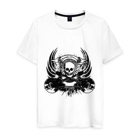 Мужская футболка хлопок с принтом Drop head skull в Петрозаводске, 100% хлопок | прямой крой, круглый вырез горловины, длина до линии бедер, слегка спущенное плечо. | скелет