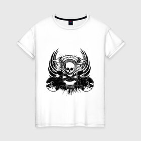 Женская футболка хлопок с принтом Drop head skull в Петрозаводске, 100% хлопок | прямой крой, круглый вырез горловины, длина до линии бедер, слегка спущенное плечо | скелет