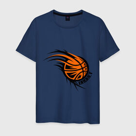 Мужская футболка хлопок с принтом Basket в Петрозаводске, 100% хлопок | прямой крой, круглый вырез горловины, длина до линии бедер, слегка спущенное плечо. | basketball | баскетбольный мяч