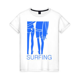 Женская футболка хлопок с принтом Surfing (3) в Петрозаводске, 100% хлопок | прямой крой, круглый вырез горловины, длина до линии бедер, слегка спущенное плечо | surf | surfing | волна | серф | серфер | серфинг