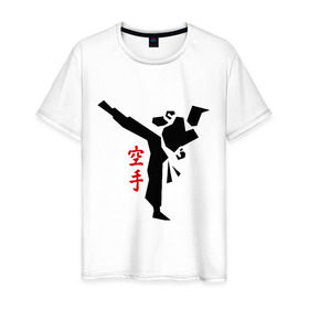 Мужская футболка хлопок с принтом Карате (2) в Петрозаводске, 100% хлопок | прямой крой, круглый вырез горловины, длина до линии бедер, слегка спущенное плечо. | Тематика изображения на принте: каратэ