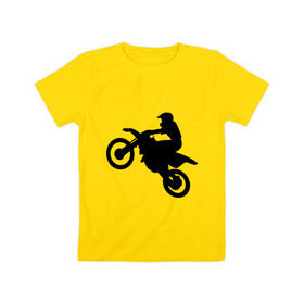 Детская футболка хлопок с принтом Мотоцикл (мотокросс) в Петрозаводске, 100% хлопок | круглый вырез горловины, полуприлегающий силуэт, длина до линии бедер | байк | байкер | мото | мотогонки | мотокросс | мотоцикл