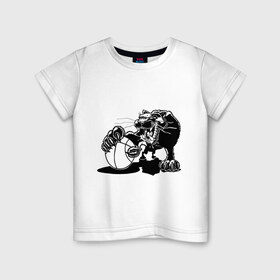 Детская футболка хлопок с принтом Пантера с мячем в Петрозаводске, 100% хлопок | круглый вырез горловины, полуприлегающий силуэт, длина до линии бедер | basketball | баскетбольный мяч | пантера