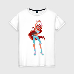 Женская футболка хлопок с принтом Лейла в Петрозаводске, 100% хлопок | прямой крой, круглый вырез горловины, длина до линии бедер, слегка спущенное плечо | winx | винкс | лейлалейла
