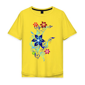Мужская футболка хлопок Oversize с принтом Цветы Пандоры в Петрозаводске, 100% хлопок | свободный крой, круглый ворот, “спинка” длиннее передней части | букет | цветочки | цветы