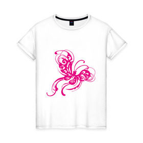 Женская футболка хлопок с принтом Бабочка (14) в Петрозаводске, 100% хлопок | прямой крой, круглый вырез горловины, длина до линии бедер, слегка спущенное плечо | крылья