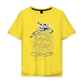 Мужская футболка хлопок Oversize с принтом The Bird в Петрозаводске, 100% хлопок | свободный крой, круглый ворот, “спинка” длиннее передней части | буквы | птица | птичка | слова | фраза