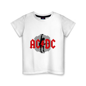 Детская футболка хлопок с принтом AC DC Ангус Янг в Петрозаводске, 100% хлопок | круглый вырез горловины, полуприлегающий силуэт, длина до линии бедер | ac dc | acdc | acds | heavy metal | metal | rock | trash metal | квартет | метал | рок | рок группа | рок группы | трэш метал | хеви метал
