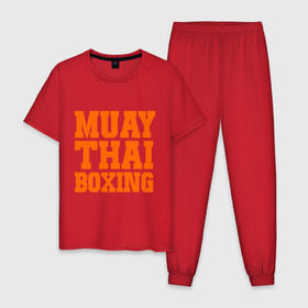 Мужская пижама хлопок с принтом Muay Thai Boxing в Петрозаводске, 100% хлопок | брюки и футболка прямого кроя, без карманов, на брюках мягкая резинка на поясе и по низу штанин
 | емельяненко | муай тай