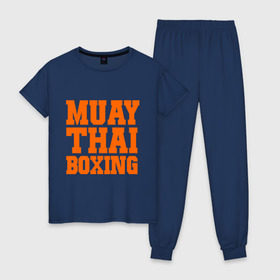 Женская пижама хлопок с принтом Muay Thai Boxing в Петрозаводске, 100% хлопок | брюки и футболка прямого кроя, без карманов, на брюках мягкая резинка на поясе и по низу штанин | емельяненко | муай тай