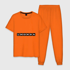 Мужская пижама хлопок с принтом Honda (3) в Петрозаводске, 100% хлопок | брюки и футболка прямого кроя, без карманов, на брюках мягкая резинка на поясе и по низу штанин
 | логотип | машины | хонда