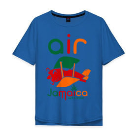 Мужская футболка хлопок Oversize с принтом Самолетик в Петрозаводске, 100% хлопок | свободный крой, круглый ворот, “спинка” длиннее передней части | jamaica | самолет | самолетик | ямайка