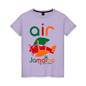 Женская футболка хлопок с принтом Самолетик в Петрозаводске, 100% хлопок | прямой крой, круглый вырез горловины, длина до линии бедер, слегка спущенное плечо | jamaica | самолет | самолетик | ямайка