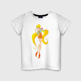 Детская футболка хлопок с принтом Stella в Петрозаводске, 100% хлопок | круглый вырез горловины, полуприлегающий силуэт, длина до линии бедер | stella | stellaвинкс | winx | стелла