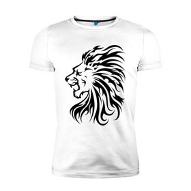Мужская футболка премиум с принтом Лев чандр в Петрозаводске, 92% хлопок, 8% лайкра | приталенный силуэт, круглый вырез ворота, длина до линии бедра, короткий рукав | голова льва | лев | лев чандр