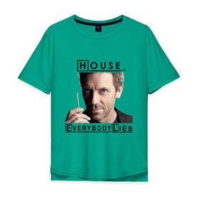 Мужская футболка хлопок Oversize с принтом House idea в Петрозаводске, 100% хлопок | свободный крой, круглый ворот, “спинка” длиннее передней части | everybody lies | haus | house | все лгут | доктор | хауз | хаус | хью лори