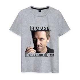 Мужская футболка хлопок с принтом House idea в Петрозаводске, 100% хлопок | прямой крой, круглый вырез горловины, длина до линии бедер, слегка спущенное плечо. | everybody lies | haus | house | все лгут | доктор | хауз | хаус | хью лори