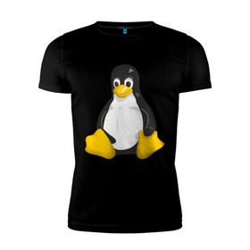 Мужская футболка премиум с принтом Linux (7) в Петрозаводске, 92% хлопок, 8% лайкра | приталенный силуэт, круглый вырез ворота, длина до линии бедра, короткий рукав | пингвин