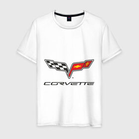 Мужская футболка хлопок с принтом Corvette в Петрозаводске, 100% хлопок | прямой крой, круглый вырез горловины, длина до линии бедер, слегка спущенное плечо. | 