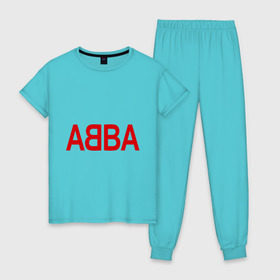 Женская пижама хлопок с принтом ABBA в Петрозаводске, 100% хлопок | брюки и футболка прямого кроя, без карманов, на брюках мягкая резинка на поясе и по низу штанин | 70е | 80е | abba | абба | группа | квартет | музыка | музыкальные группы | поп музыка
