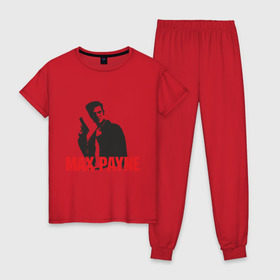 Женская пижама хлопок с принтом Max Payne (2) в Петрозаводске, 100% хлопок | брюки и футболка прямого кроя, без карманов, на брюках мягкая резинка на поясе и по низу штанин | max payne | shooter | макс пейн | стрелялка | шутер