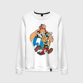 Женский свитшот хлопок с принтом Asterix&Obelix (3) в Петрозаводске, 100% хлопок | прямой крой, круглый вырез, на манжетах и по низу широкая трикотажная резинка  | астерикс | астерикс и обеликс | обеликс