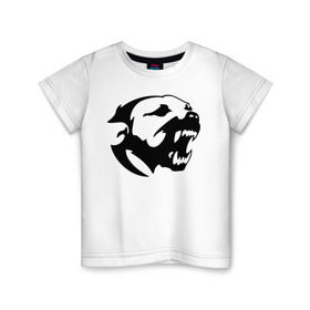 Детская футболка хлопок с принтом Питбуль в Петрозаводске, 100% хлопок | круглый вырез горловины, полуприлегающий силуэт, длина до линии бедер | злая собака | питбуль