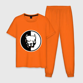 Мужская пижама хлопок с принтом Pitbull (2) в Петрозаводске, 100% хлопок | брюки и футболка прямого кроя, без карманов, на брюках мягкая резинка на поясе и по низу штанин
 | Тематика изображения на принте: pitbull | спартак