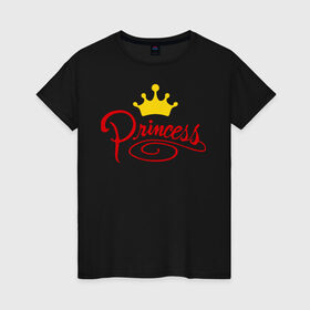 Женская футболка хлопок с принтом Princess (4) в Петрозаводске, 100% хлопок | прямой крой, круглый вырез горловины, длина до линии бедер, слегка спущенное плечо | princess | девушка | королева | корона | подарок девушке