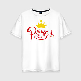 Женская футболка хлопок Oversize с принтом Princess (4) в Петрозаводске, 100% хлопок | свободный крой, круглый ворот, спущенный рукав, длина до линии бедер
 | princess | девушка | королева | корона | подарок девушке