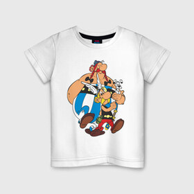 Детская футболка хлопок с принтом Астерикс и обеликс (1) в Петрозаводске, 100% хлопок | круглый вырез горловины, полуприлегающий силуэт, длина до линии бедер | астерикс | обеликс