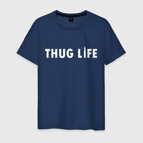 Мужская футболка хлопок с принтом Thug life в Петрозаводске, 100% хлопок | прямой крой, круглый вырез горловины, длина до линии бедер, слегка спущенное плечо. | gangsta | gansta | hip | hip hop | hop | rap | пуля | реп | рэп | рэпчина | хип | хип хоп