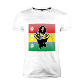 Мужская футболка премиум с принтом Bob Marley (3) в Петрозаводске, 92% хлопок, 8% лайкра | приталенный силуэт, круглый вырез ворота, длина до линии бедра, короткий рукав | bob | bob marley | reggae | боб марли | музыка | раста | растаманские | регги