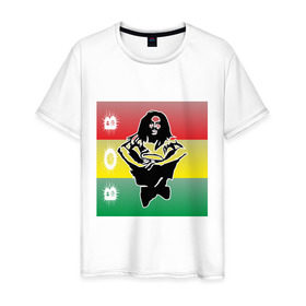 Мужская футболка хлопок с принтом Bob Marley (3) в Петрозаводске, 100% хлопок | прямой крой, круглый вырез горловины, длина до линии бедер, слегка спущенное плечо. | bob | bob marley | reggae | боб марли | музыка | раста | растаманские | регги