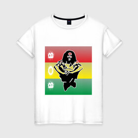 Женская футболка хлопок с принтом Bob Marley (3) в Петрозаводске, 100% хлопок | прямой крой, круглый вырез горловины, длина до линии бедер, слегка спущенное плечо | bob | bob marley | reggae | боб марли | музыка | раста | растаманские | регги
