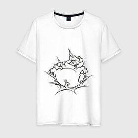 Мужская футболка хлопок с принтом Поросенок в Петрозаводске, 100% хлопок | прямой крой, круглый вырез горловины, длина до линии бедер, слегка спущенное плечо. | поросенок | свинка | свинья | хрюн | хрюшка