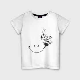 Детская футболка хлопок с принтом Пчелка в Петрозаводске, 100% хлопок | круглый вырез горловины, полуприлегающий силуэт, длина до линии бедер | пчела | пчелка | улыбка