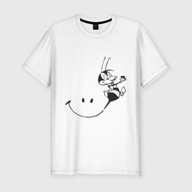 Мужская футболка премиум с принтом Пчелка в Петрозаводске, 92% хлопок, 8% лайкра | приталенный силуэт, круглый вырез ворота, длина до линии бедра, короткий рукав | пчела | пчелка | улыбка