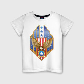 Детская футболка хлопок с принтом Орел США в Петрозаводске, 100% хлопок | круглый вырез горловины, полуприлегающий силуэт, длина до линии бедер | америка | орел | символ америки | соединенные штаты америки | соединенный штаты америки | сша | штаты