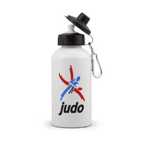 Бутылка спортивная с принтом Дзюдо - Judo эмблема в Петрозаводске, металл | емкость — 500 мл, в комплекте две пластиковые крышки и карабин для крепления | дзюдо