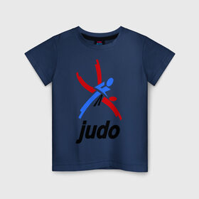 Детская футболка хлопок с принтом Дзюдо - Judo эмблема в Петрозаводске, 100% хлопок | круглый вырез горловины, полуприлегающий силуэт, длина до линии бедер | дзюдо