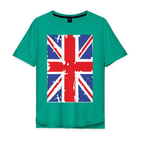 Мужская футболка хлопок Oversize с принтом Британский флаг в Петрозаводске, 100% хлопок | свободный крой, круглый ворот, “спинка” длиннее передней части | Тематика изображения на принте: great britain | uk | united kingdom | английский флаг | британский флаг | флаг uk | флаг англии | флаг британии | флаг великобритании