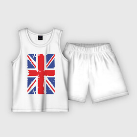 Детская пижама с шортами хлопок с принтом Британский флаг в Петрозаводске,  |  | great britain | uk | united kingdom | английский флаг | британский флаг | флаг uk | флаг англии | флаг британии | флаг великобритании