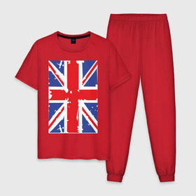 Мужская пижама хлопок с принтом Британский флаг в Петрозаводске, 100% хлопок | брюки и футболка прямого кроя, без карманов, на брюках мягкая резинка на поясе и по низу штанин
 | great britain | uk | united kingdom | английский флаг | британский флаг | флаг uk | флаг англии | флаг британии | флаг великобритании
