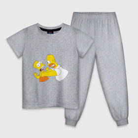 Детская пижама хлопок с принтом Гомер душит Барта в Петрозаводске, 100% хлопок |  брюки и футболка прямого кроя, без карманов, на брюках мягкая резинка на поясе и по низу штанин
 | Тематика изображения на принте: гомер